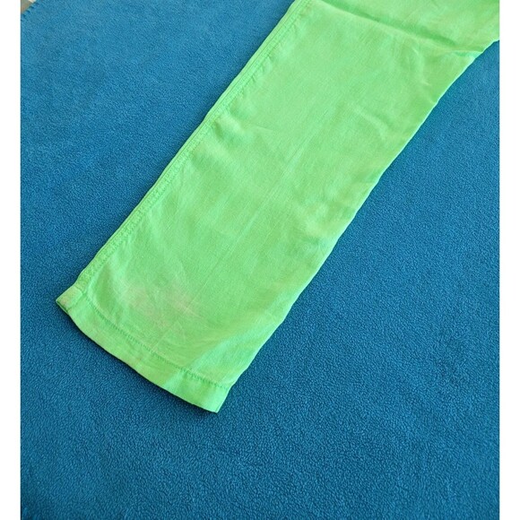 Lilly Pulitzer Taron Mid Rise Linen Pants Womens L Neon Green Drawstring Beach - Picture 11 of 14